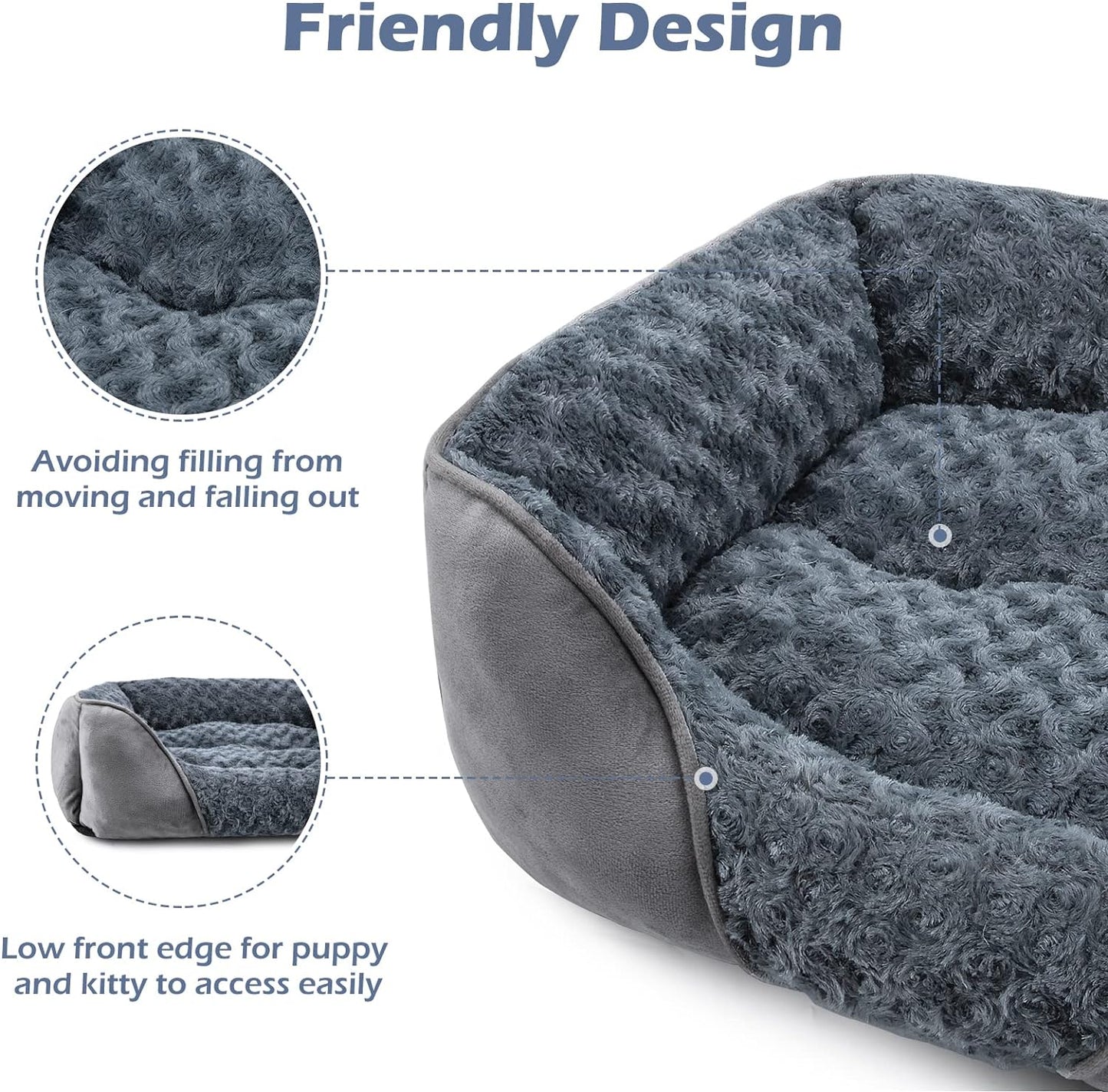 INVENHO Orthopedic Washable Rectangle Dog Bed for Small Dogs