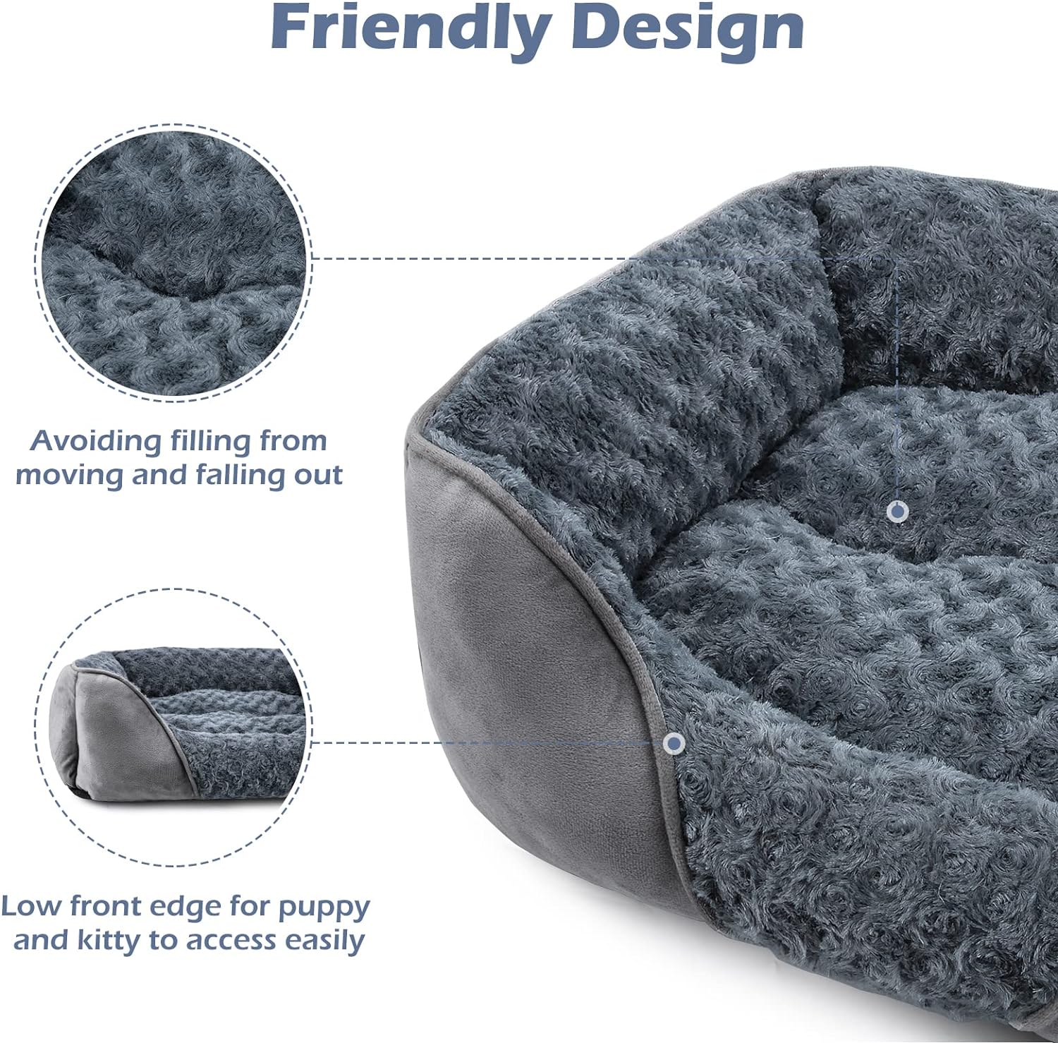 INVENHO Orthopedic Washable Rectangle Dog Bed for Small Dogs