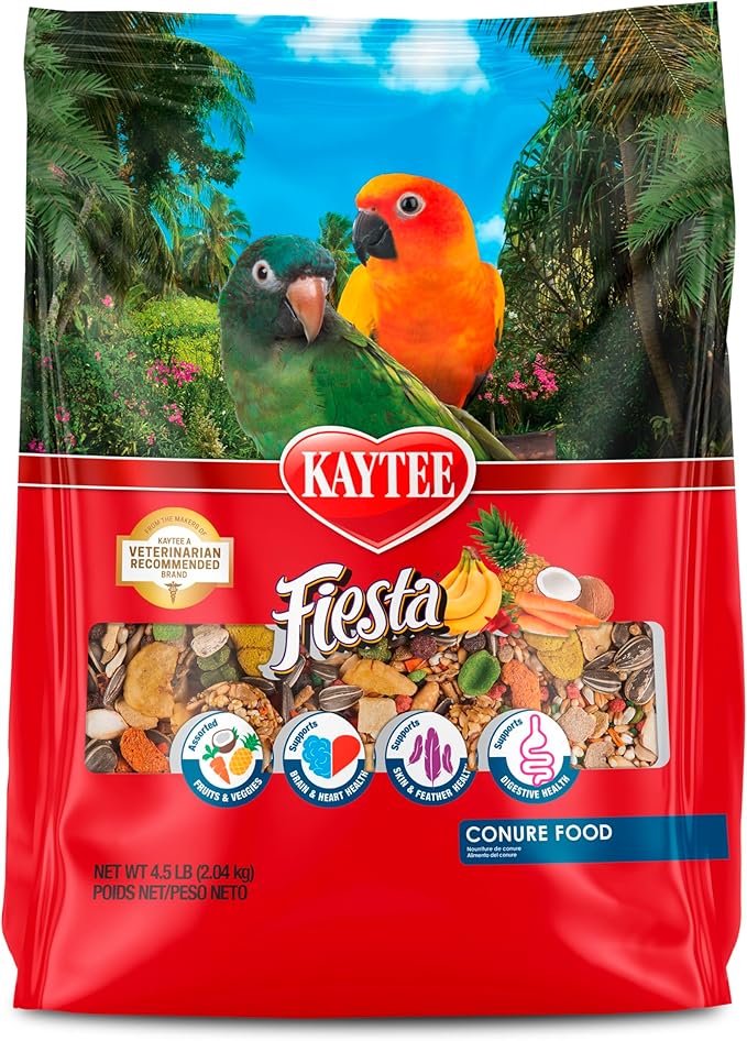 Kaytee Fiesta Conure Food Nutritious Fun Blend for Healthy Feathers