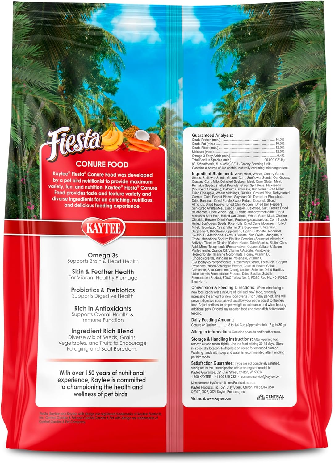 Kaytee Fiesta Conure Food Nutritious Fun Blend for Healthy Feathers