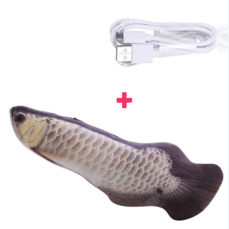 3D Fish Shape Cat Toy Interactive Gifts Fish Catnip Toys Stuffed Pillow Doll Simulation Fish Playing Toy For Pet USB Charging