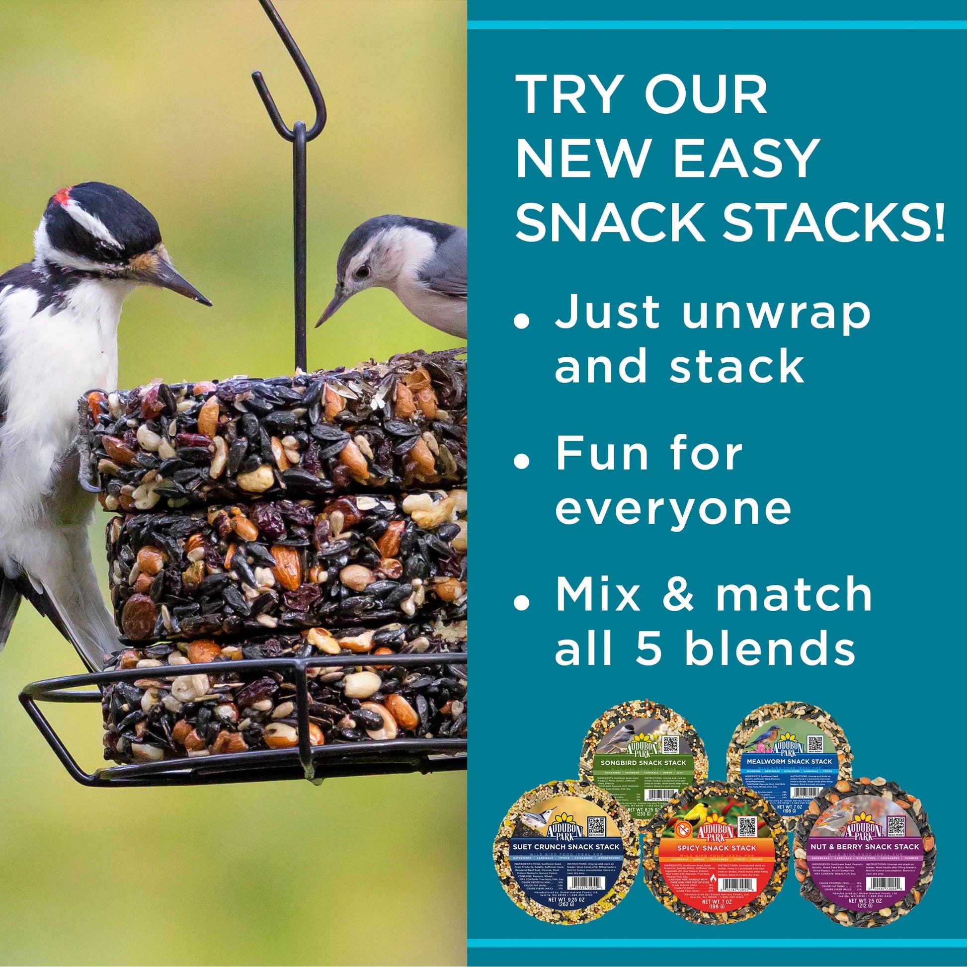(2 Pack)  Mealworm Snack Stack Wild Bird Food, Dry, 1 Count per Pack, 7 Oz.