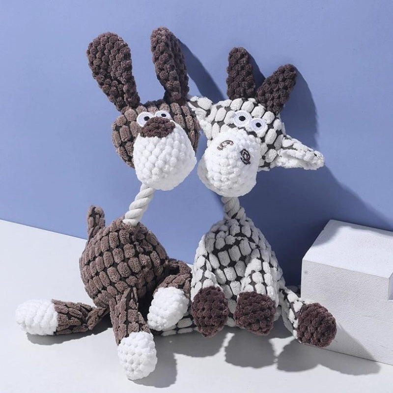 Interactive Cartoon Donkey Rope Plush Toy for Small Dogs