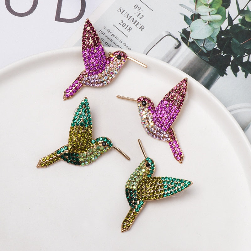New Design Fashion Crystal Bird Stud Earrings Simple Statement Animal Earrings Charm Ladies Jewelry Summer Party Jewelry