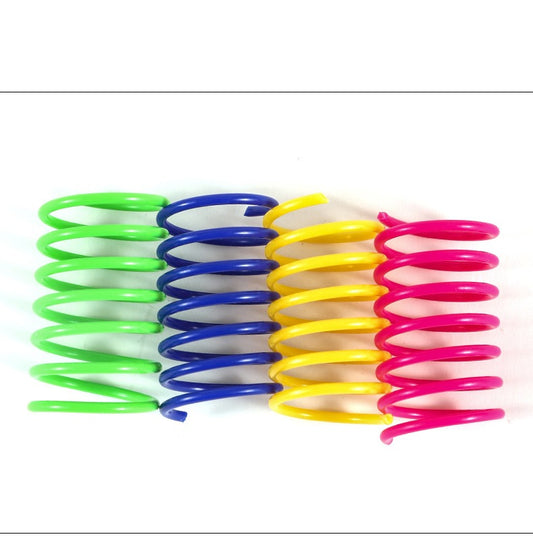 4 plastic colored spring cat toys for teasing cats