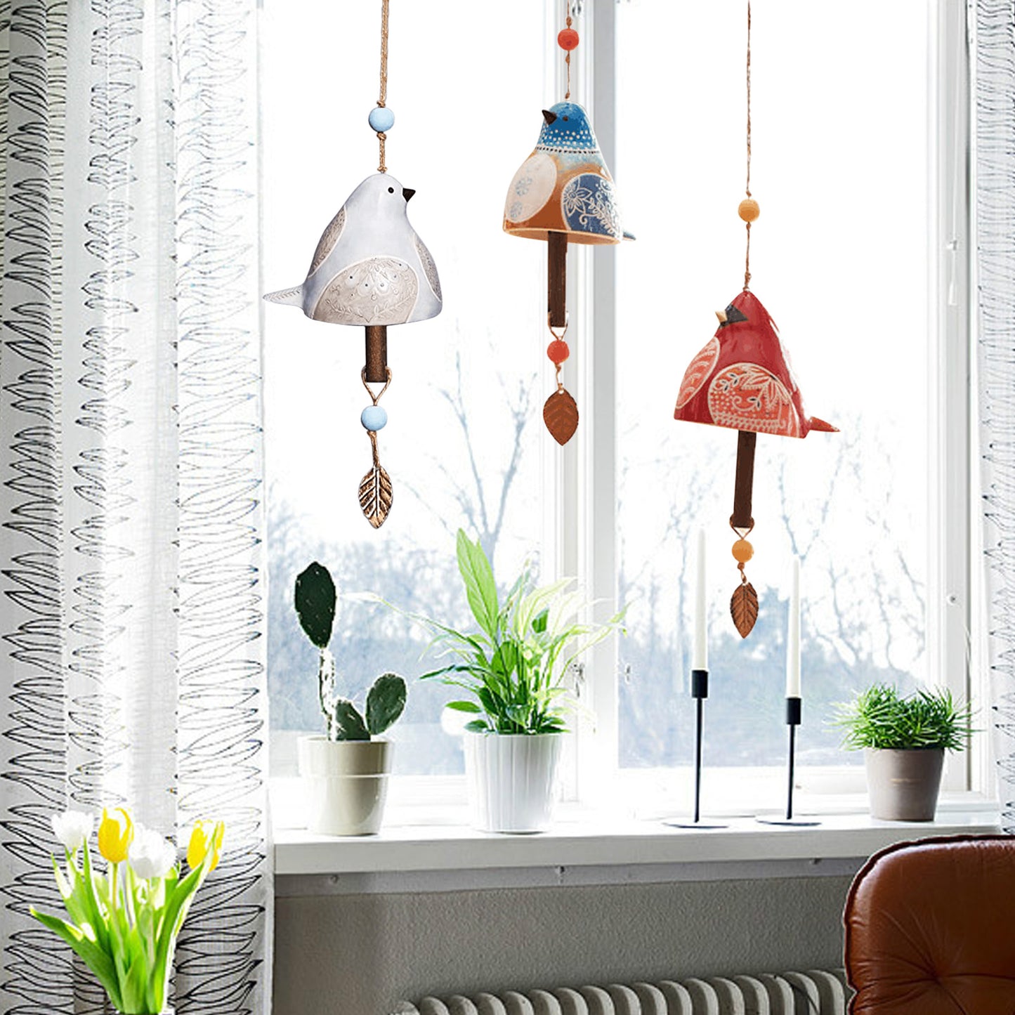 BIRD SONG BELL Resin Handicraft Wind Chime Pendant Garden Home Decoration