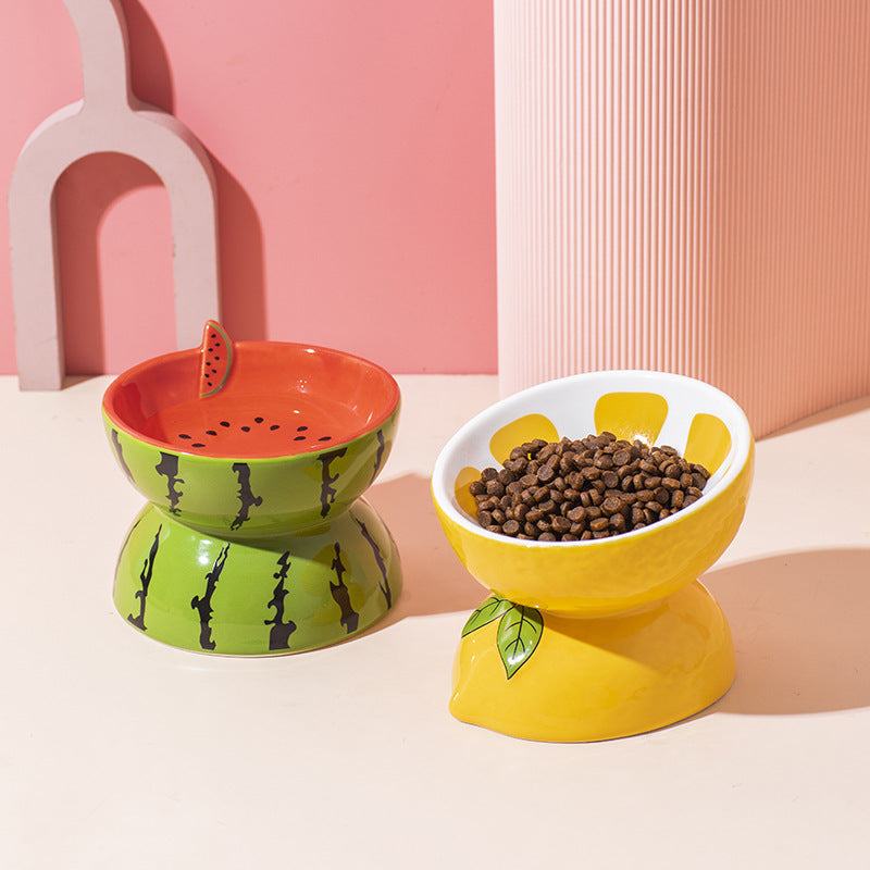 Cat Bowl Ceramic Cat Food Bowl Protects Cervical Vertebra Oblique Mouth Pet Products High Foot Bowl Cat Food Water Bowl