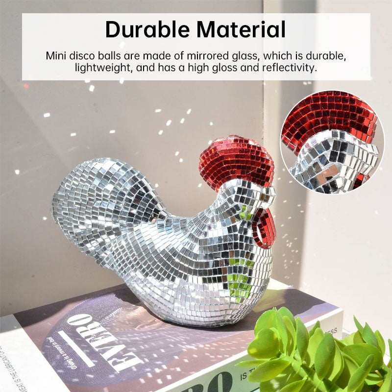 Ornamental Chicken Sculpture with Mirror Tiles