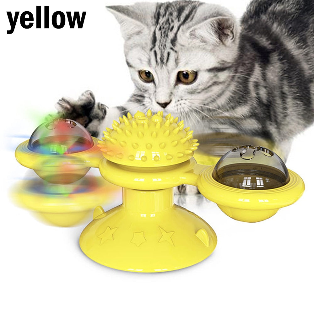 Pet Toys For Cats Dogs Turntable Puzzle Catnip Glowing Ball Interactive Rotatable Windmill Kitten Cat Toy Play Game Cat Supplies