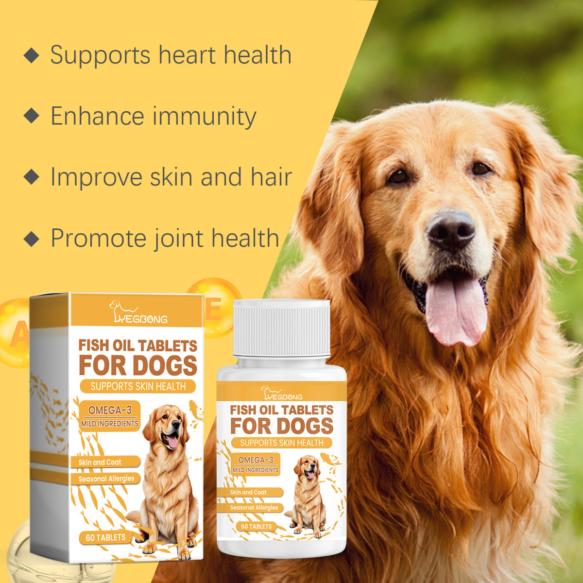 Dog Multi-Dimensional Fish Oil Tablet Pet Dog Hair Care Moisturize Skin Care Pet Health
