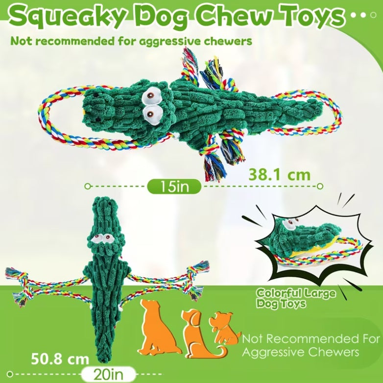 Large-sized Plush &  Rope Alligator Dog Toy ( NEW)