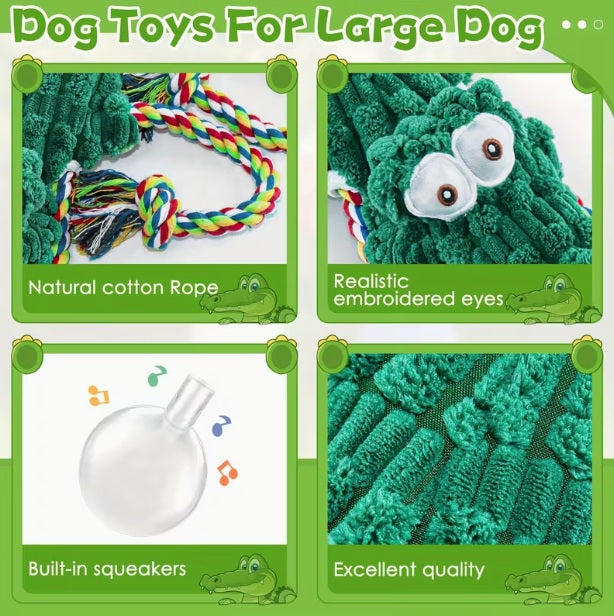 Large-sized Plush &  Rope Alligator Dog Toy ( NEW)