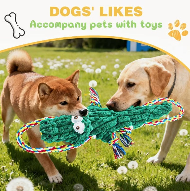 Large-sized Plush &  Rope Alligator Dog Toy ( NEW)
