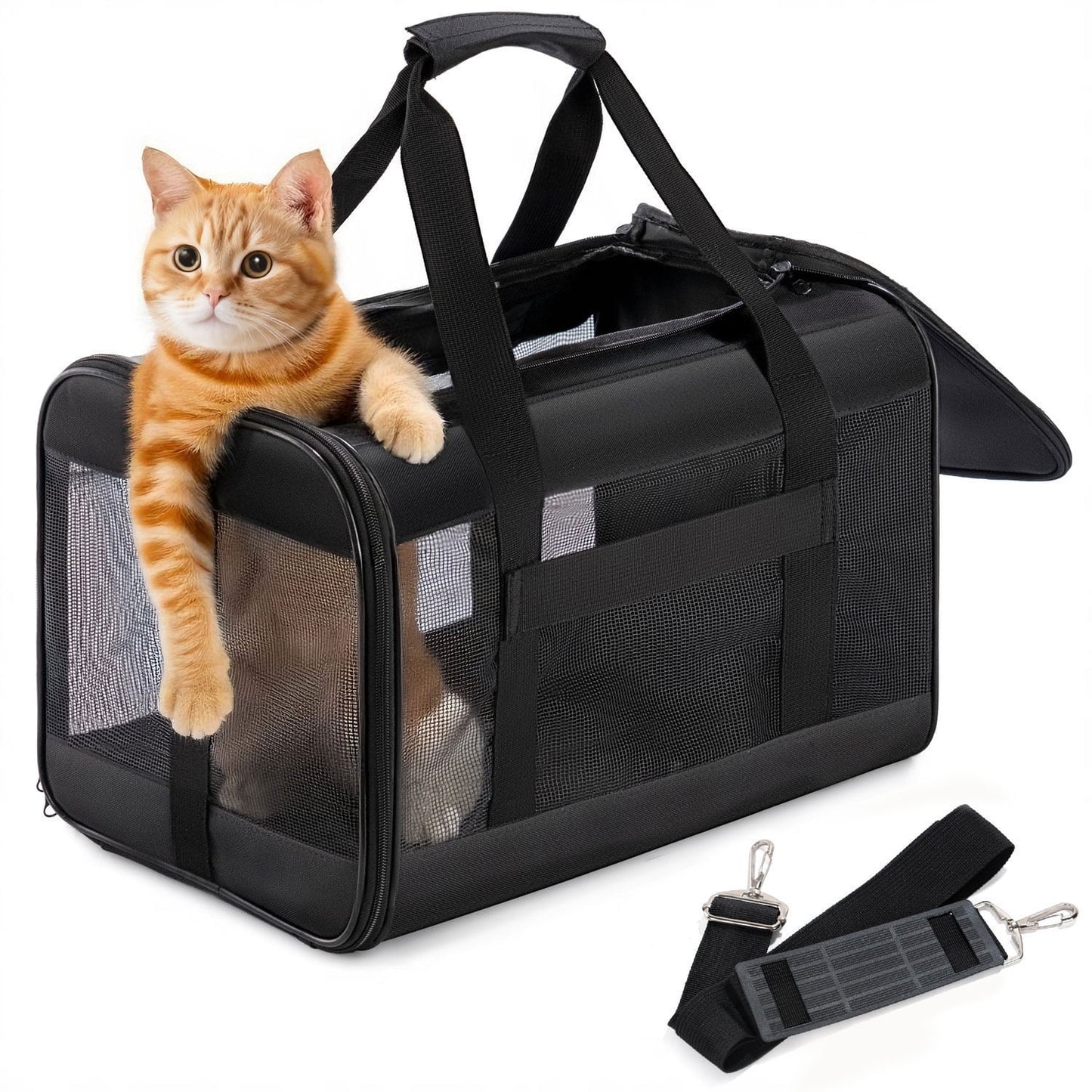 Conlun Large Foldable Pet Carrier: Soft-Sided Travel with Safety Leash & Breathable Mesh