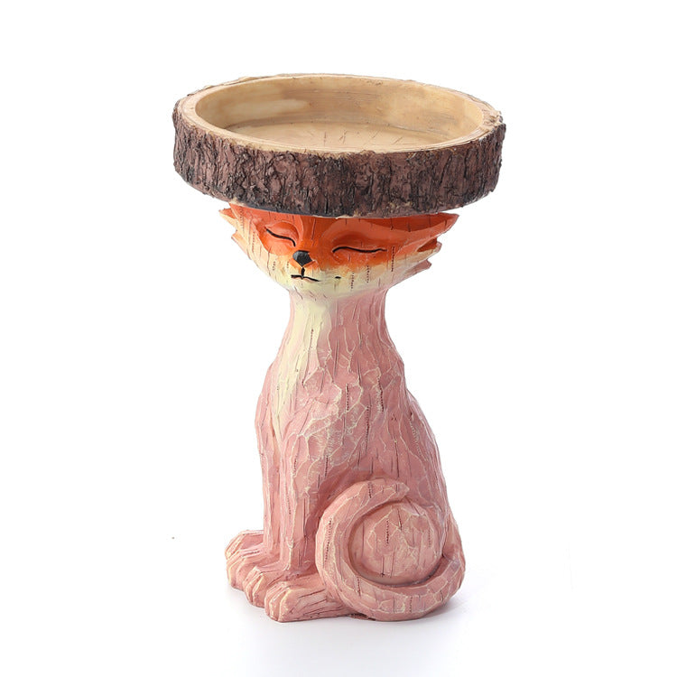 Polyresin Sunflower Bird Bath Fox Bird Feeder Resin Ornament Decoration