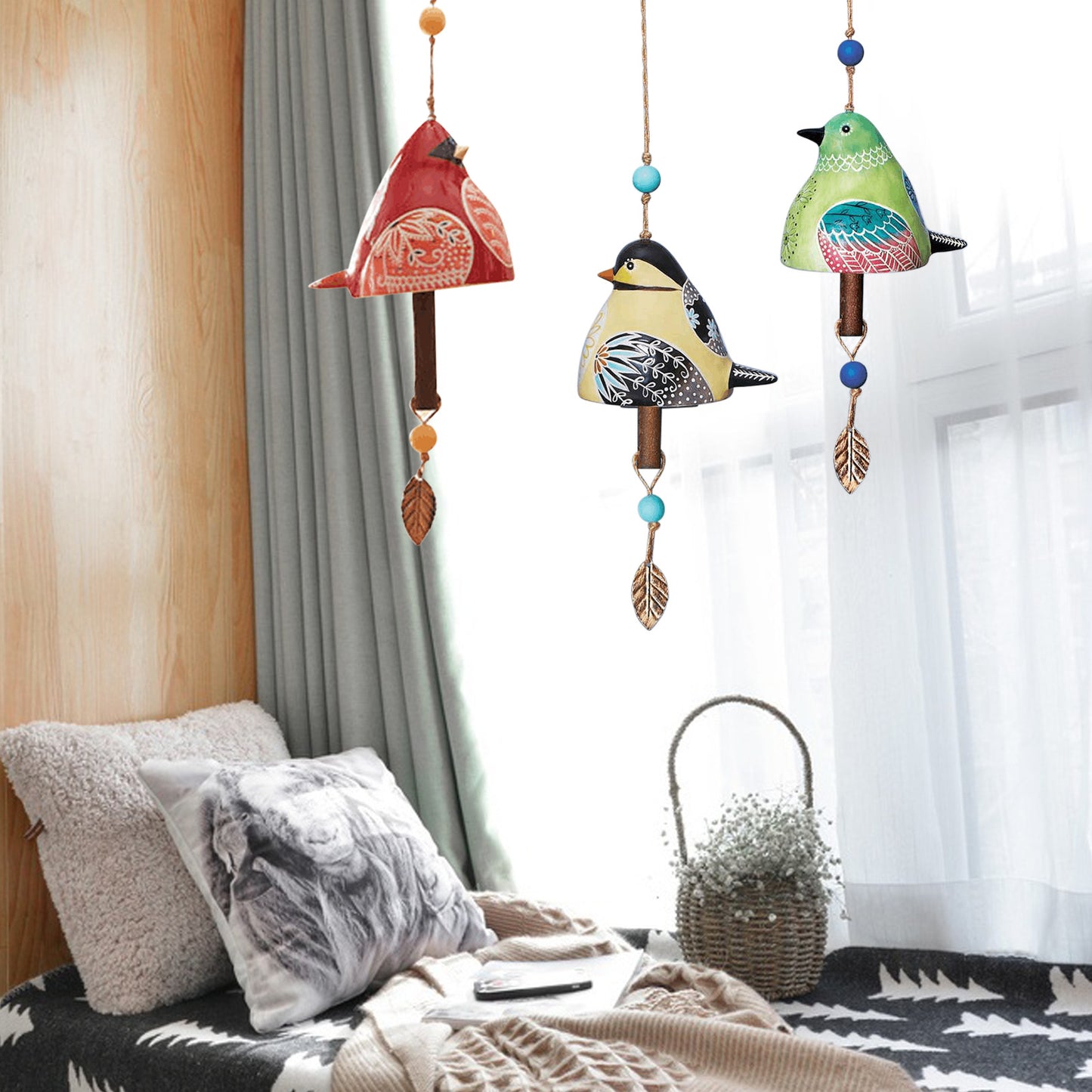 BIRD SONG BELL Resin Handicraft Wind Chime Pendant Garden Home Decoration