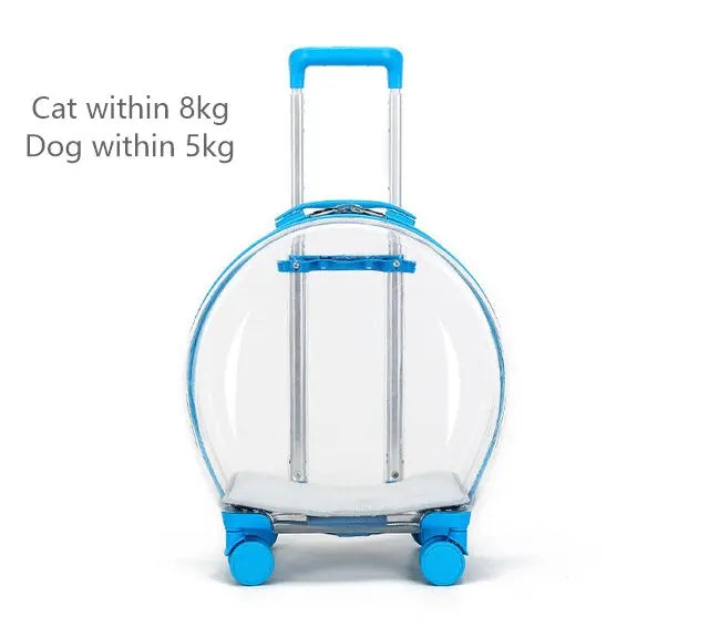 Rolling Pet Travel Trolley with Wheel, Transparent Capsule, Pink, Green, Puppies, Dogs, Cat Carriers Bag, 5-20Kg
