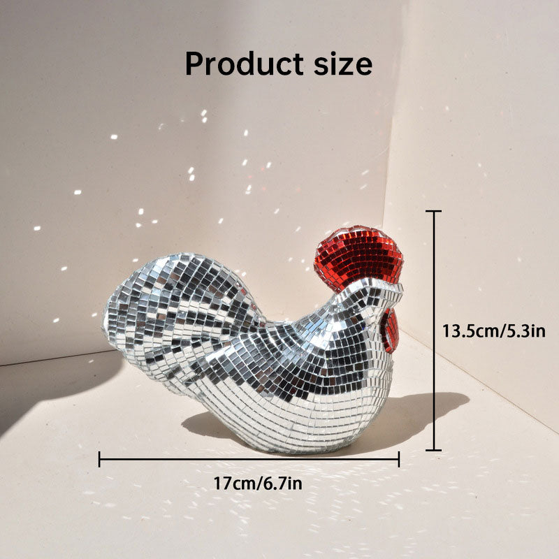 Ornamental Chicken Sculpture with Mirror Tiles
