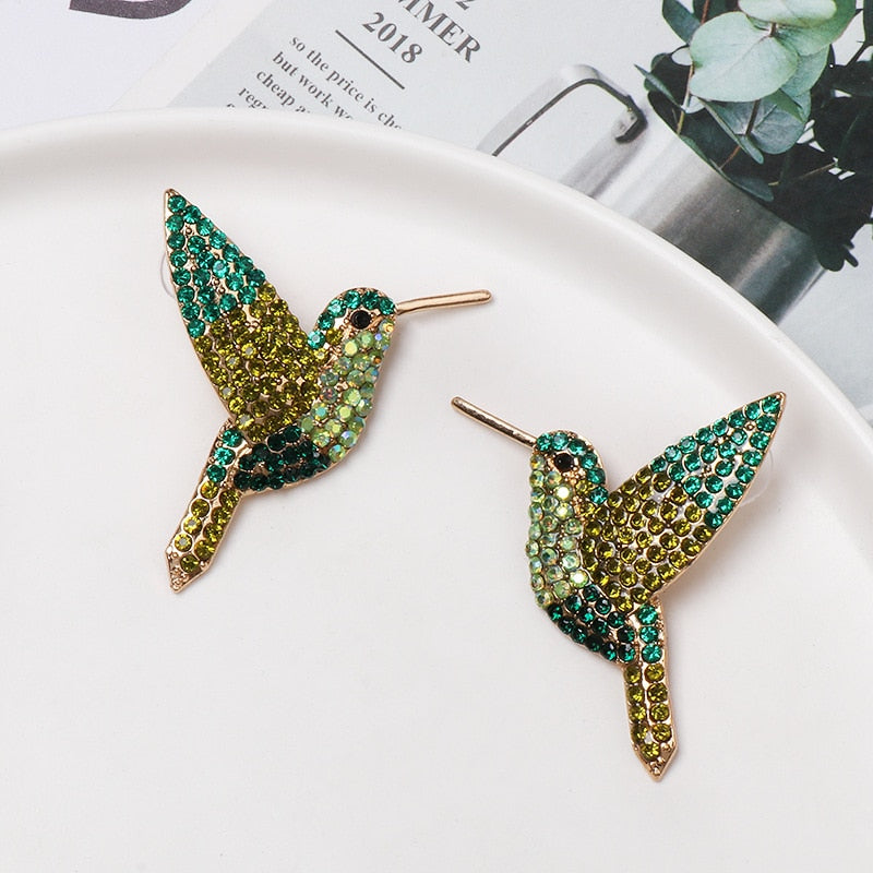 New Design Fashion Crystal Bird Stud Earrings Simple Statement Animal Earrings Charm Ladies Jewelry Summer Party Jewelry