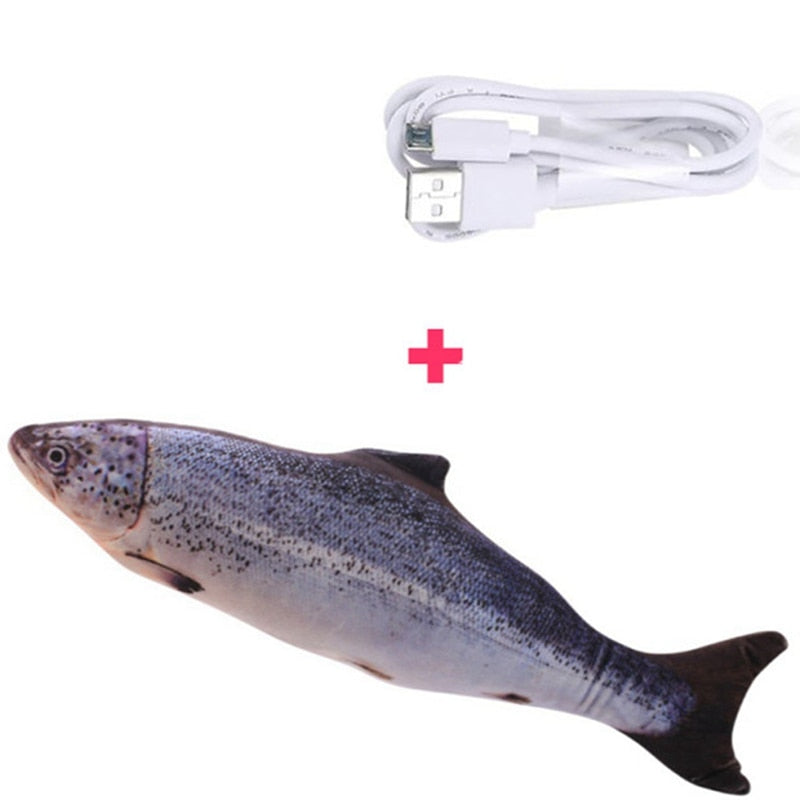 3D Fish Shape Cat Toy Interactive Gifts Fish Catnip Toys Stuffed Pillow Doll Simulation Fish Playing Toy For Pet USB Charging