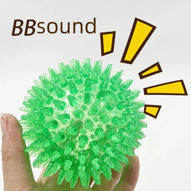 Squeaky Sounding Pet Toy Polka Dot Thorn Teeth Cleaning Ball Safe TPR Bite Resistant Chew Toy Training Interactive Play Ball