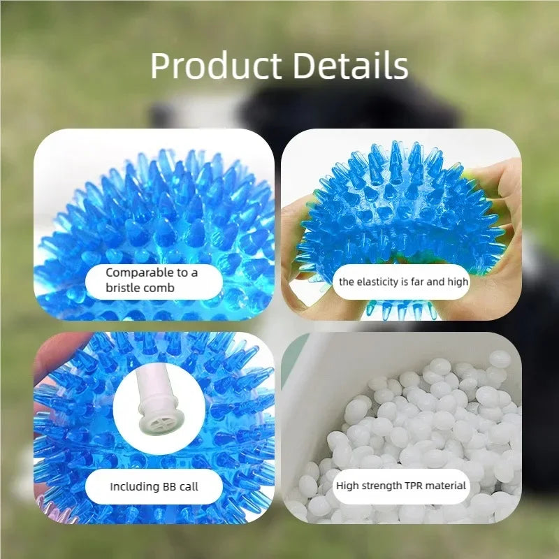Squeaky Sounding Pet Toy Polka Dot Thorn Teeth Cleaning Ball Safe TPR Bite Resistant Chew Toy Training Interactive Play Ball