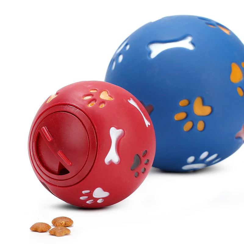 Odor-Free Milk Scented Pet Treat Dispensing Ball Bone Paw Print Design Interactive IQ Puzzle Toy for Dogs Cats Boredom Relief