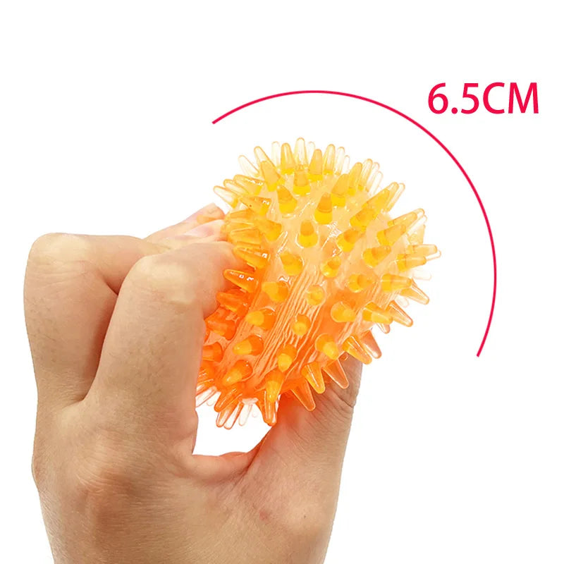 Squeaky Sounding Pet Toy Polka Dot Thorn Teeth Cleaning Ball Safe TPR Bite Resistant Chew Toy Training Interactive Play Ball