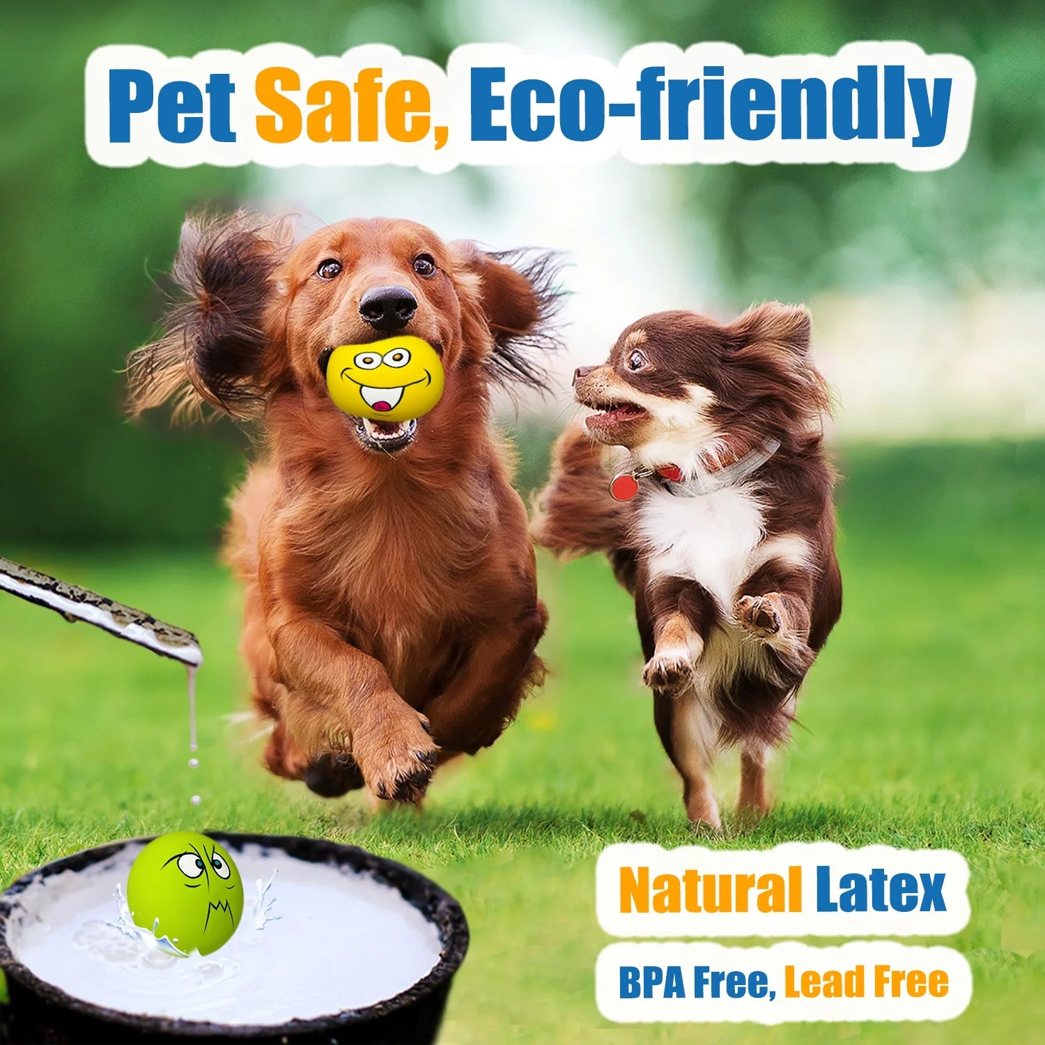 Squeaky Dog Toy for Small Dogs - Rubber Latex Squeaky Dog Ball, Smile Face Dog Squeaky Toys Flat 6Pcs