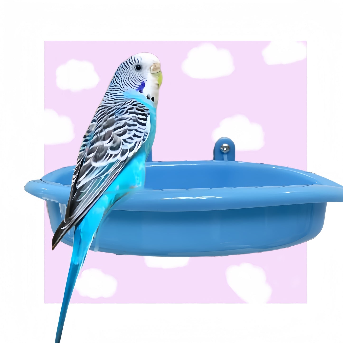 Durable Blue Hanging Bird Bath Tub for Small Birds