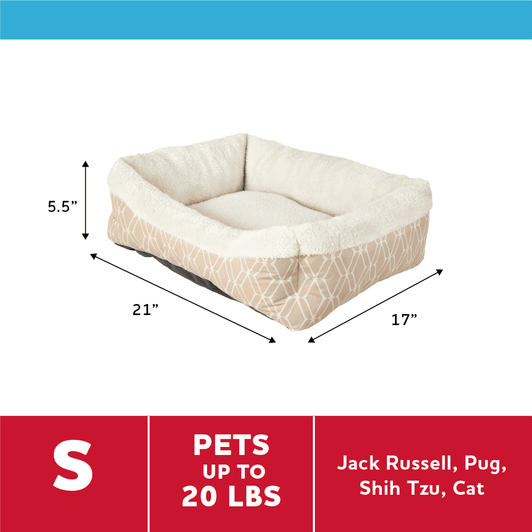 Vibrant Life Small Cozy Cuddler Pet Bed with Lattice Print for Dogs & Cats