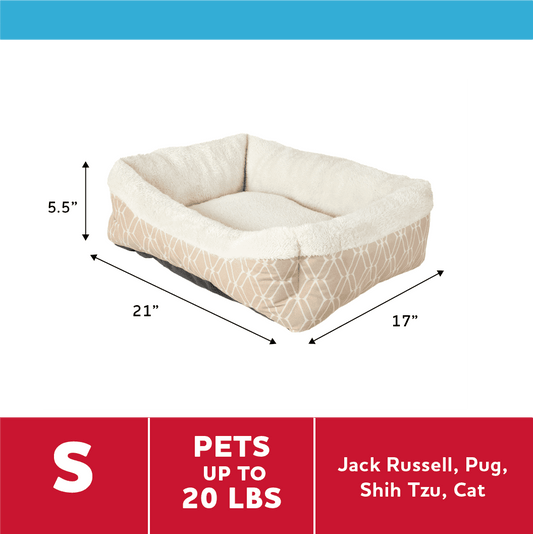 Vibrant Life Small Cozy Cuddler Pet Bed with Lattice Print for Dogs & Cats